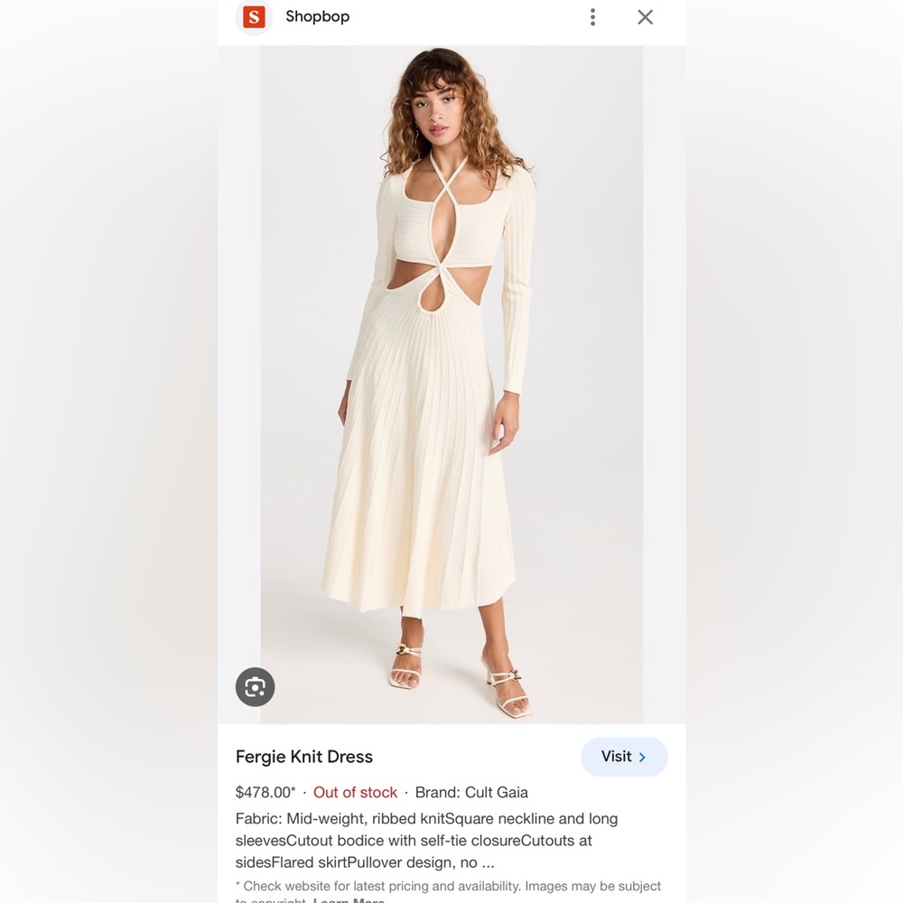 NWT CULT GAIA FERGIE KNIT DRESS